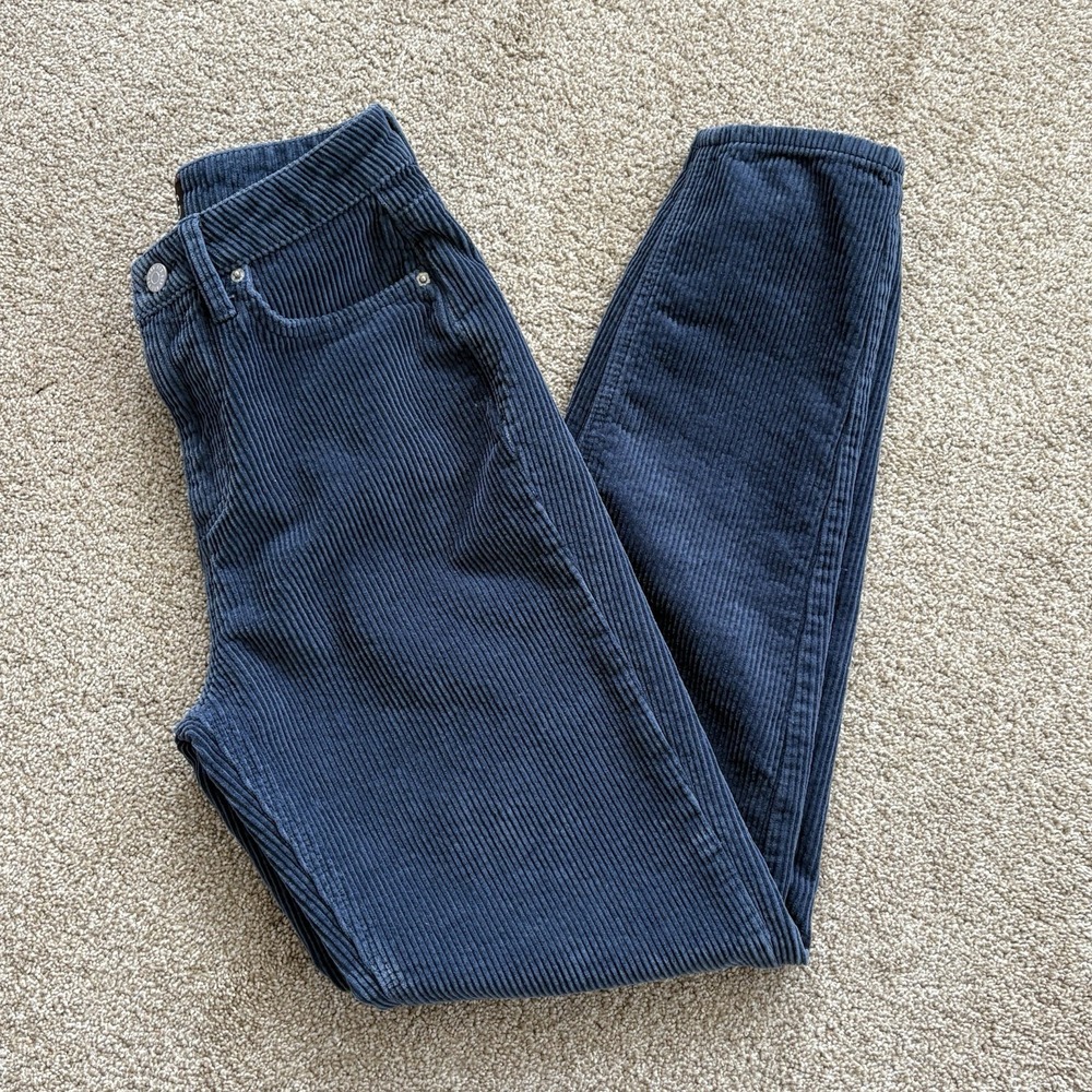 BDG Urban Outfitters Dark Blue Corduroy Mom High-Rise Pants‎ Size 25 (Fits 27")